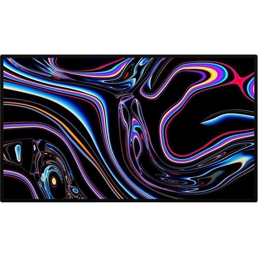 Abstract image with swirling neon blue, pink, purple, and yellow patterns on black, inspired by the vivid clarity of the tecwheels Apple Pro Display XDR Nano-Coated Glass 32-inch 6K Reference Display for photographers and designers MYLJ3.