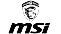 Black and white MSI logo with a stylized dragon emblem above the word msi and the text Gaming Series inside a shield shape.